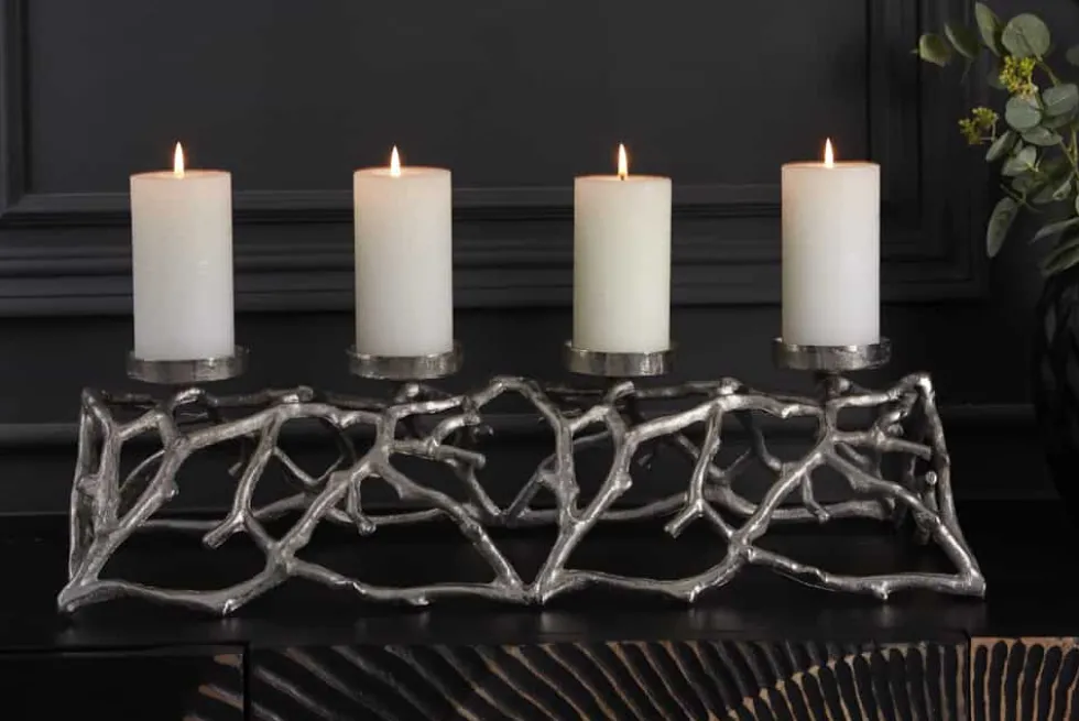 Eleganter Kerzenhalter ABSTRACT 60cm silber für 4 Kerzen