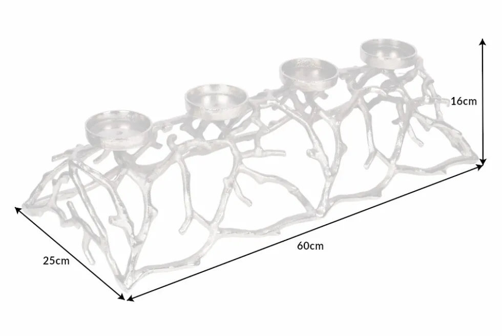 Eleganter Kerzenhalter ABSTRACT 60cm silber für 4 Kerzen