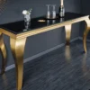 Eleganter Konsolentisch MODERN BAROCK 145cm schwarz gold Opalglas Edelstahlbeine