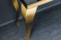 Eleganter Konsolentisch MODERN BAROCK 145cm schwarz gold Opalglas Edelstahlbeine