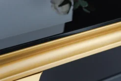 Eleganter Konsolentisch MODERN BAROCK 145cm schwarz gold Opalglas Edelstahlbeine