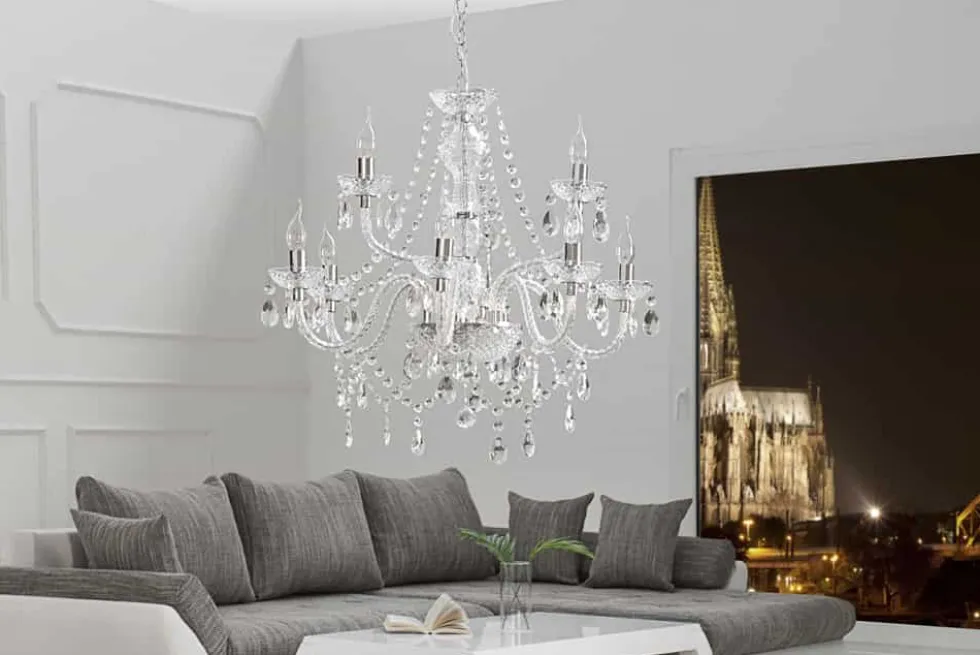 Eleganter Kronleuchter CRYSTAL 75cm klar Acryl 9-armig Lüster