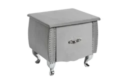 Eleganter Nachttisch EXTRAVAGANCIA 50cm silbergrau Samt Nachtkommode mit Schublade