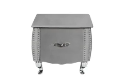 Eleganter Nachttisch EXTRAVAGANCIA 50cm silbergrau Samt Nachtkommode mit Schublade