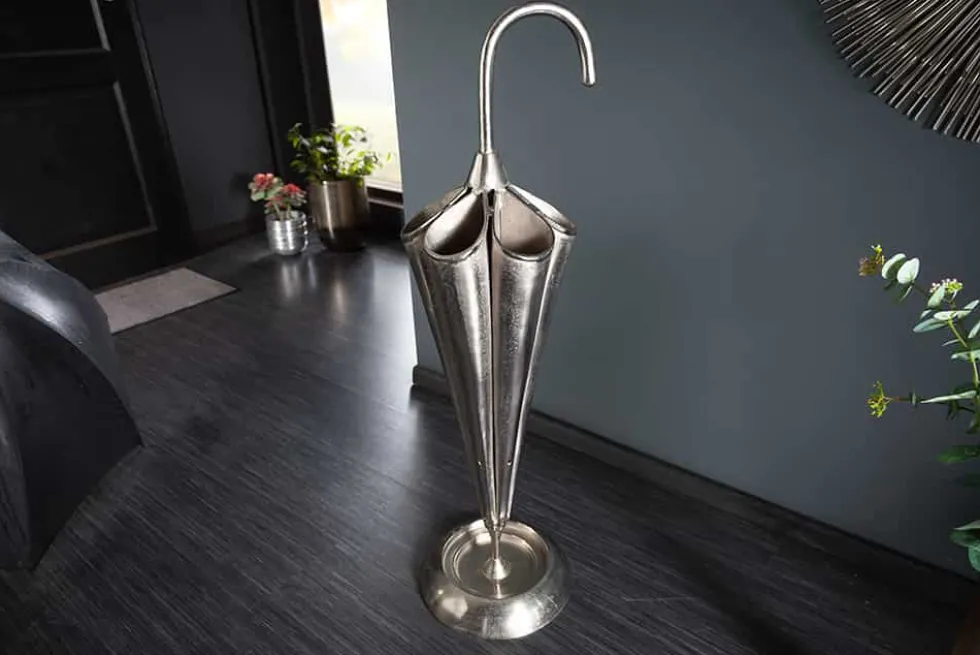 Eleganter Schirmständer UMBRELLA 91cm silber Aluminium für 6 Schirme