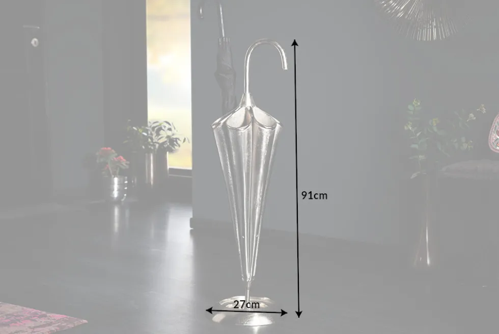 Eleganter Schirmständer UMBRELLA 91cm silber Aluminium für 6 Schirme