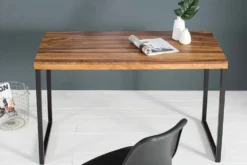Eleganter Schreibtisch ELEMENTS 118cm braun Sheesham stone finish Metallgestell