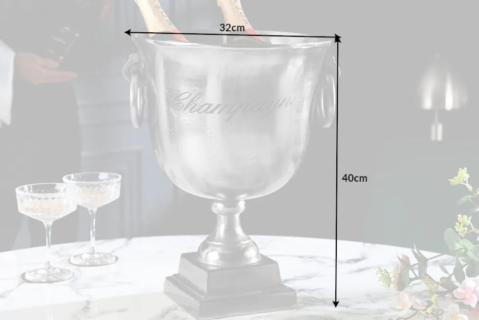 Eleganter Sektkühler CHAMPAGNE 40cm silber Flaschenkühler