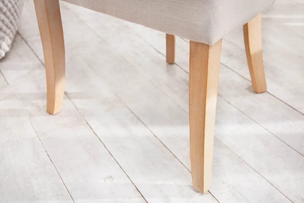 Eleganter Stuhl CASTLE beige Leinenstoff Landhausstil mit Komfortgriff
