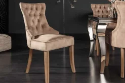 Eleganter Stuhl CASTLE coffee Samt Landhausstil mit Komfortgriff