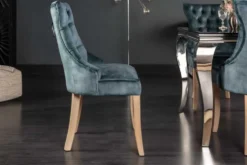 Eleganter Stuhl CASTLE petrol Samt Landhausstil mit Komfortgriff