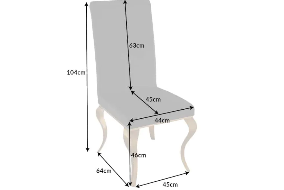 Eleganter Stuhl MODERN BAROCK schwarz Samt goldene Stuhlbeine aus Edelstahl