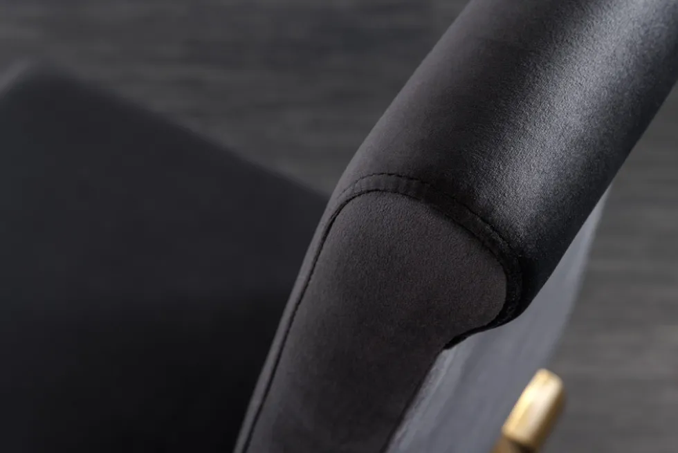 Eleganter Stuhl MODERN BAROCK schwarz Samt goldene Stuhlbeine aus Edelstahl