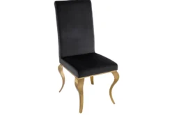 Eleganter Stuhl MODERN BAROCK schwarz Samt goldene Stuhlbeine aus Edelstahl