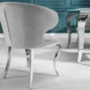 Eleganter Stuhl MODERN BAROCK II edel-grau Samt Edelstahlbeine