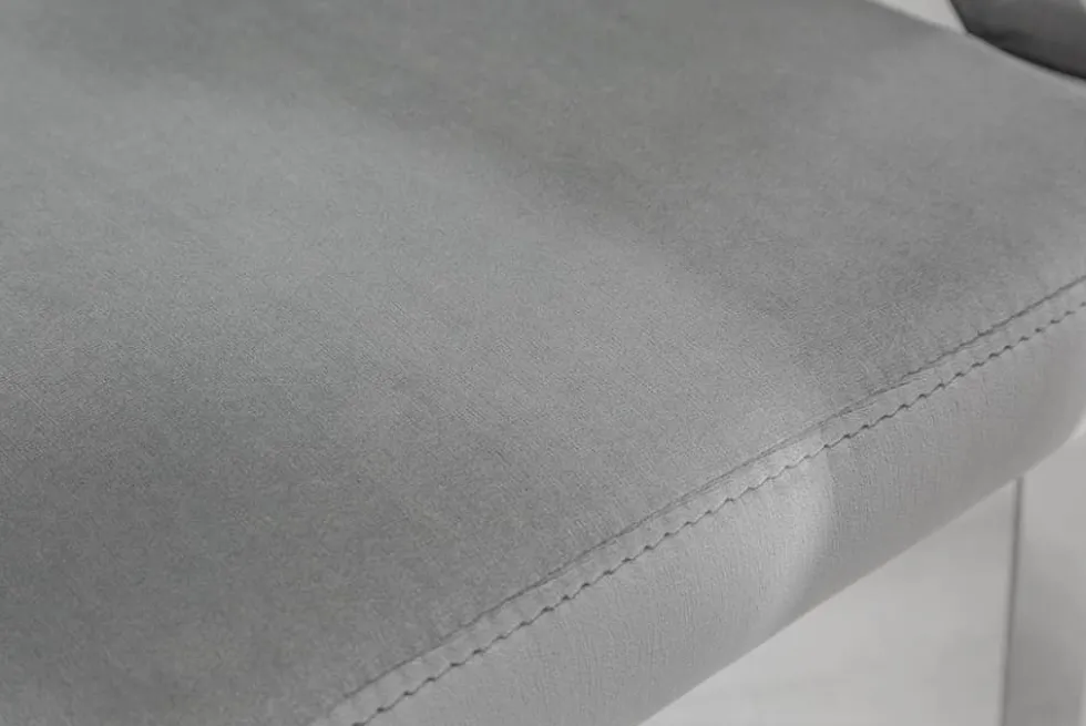 Eleganter Stuhl MODERN BAROCK edel-grau Samt mit Armlehnen und Zierknöpfen