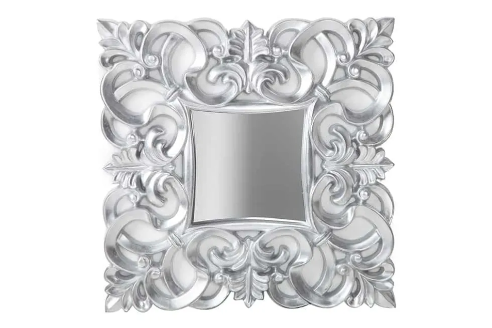 Eleganter Wandspiegel VENICE 75x75cm silber antik Barockstil