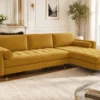 Elegantes Ecksofa COZY VELVET 260cm senfgelb Samt Federkern 3-Sitzer