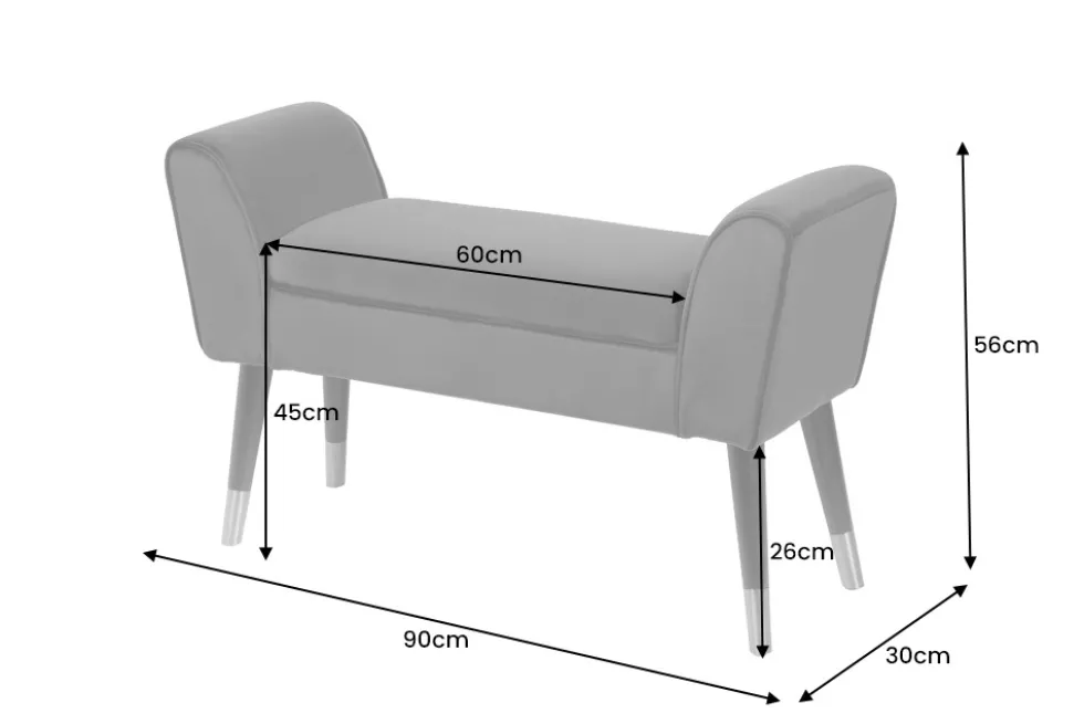 Elegante Sitzbank SCARLETT 90cm smaragdgrün Samt mit Armlehnen