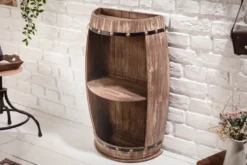 Elegantes Regal BODEGA 79cm natur Pinie halbes Weinfass Shabby Chic