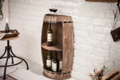 Elegantes Regal BODEGA 79cm natur Pinie halbes Weinfass Shabby Chic