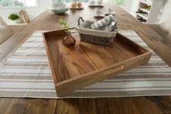 Elegantes Servier Tablett CIANO 40x40cm Akazie Massivholz mit Griffen