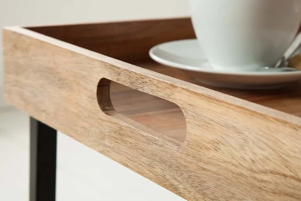 Elegantes Servier Tablett CIANO 40x40cm Akazie Massivholz mit Griffen