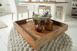 Elegantes Servier Tablett CIANO 40x40cm Akazie Massivholz mit Griffen