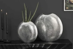 Elegantes Vasen 2er Set ORIENTAL 44cm silber im Grid Hammerschlag Design