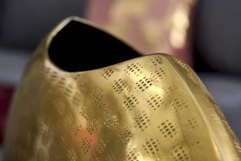 Elegantes Vasen 2er Set ORIENTAL 44cm gold im Grid Hammerschlag Design