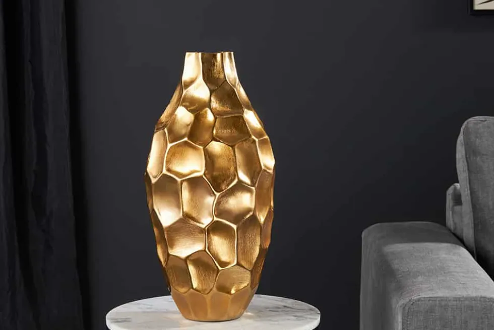 Elegante Vase ORGANIC ORIENT 45cm gold Hammerschlag Design