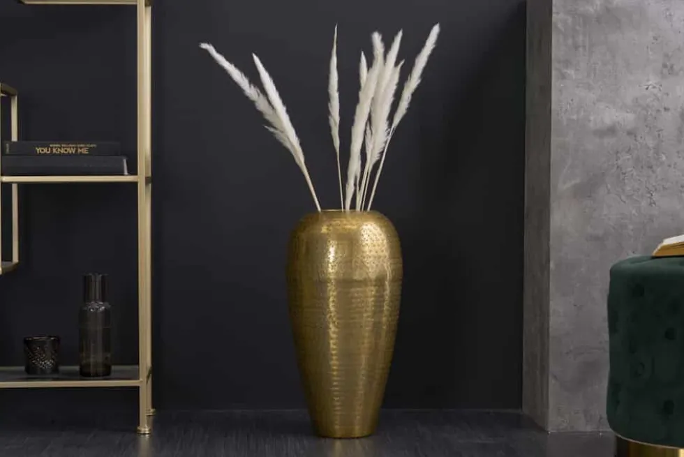 Elegante Vase ORIENTAL 50cm gold im Wild Hammerschlag Design