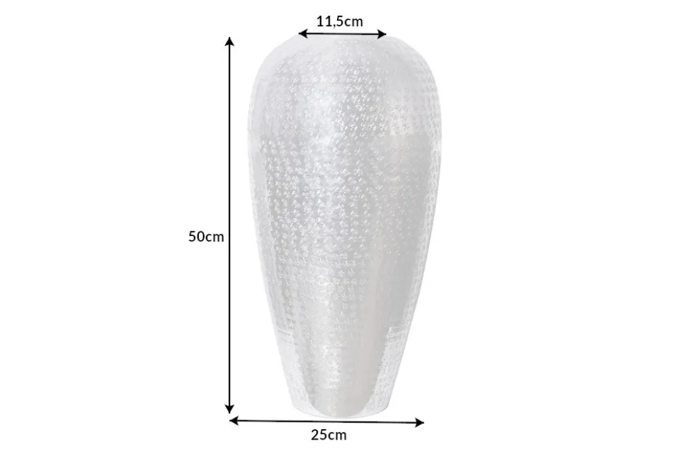 Elegante Vase ORIENTAL 50cm silber im Wild Hammerschlag Design