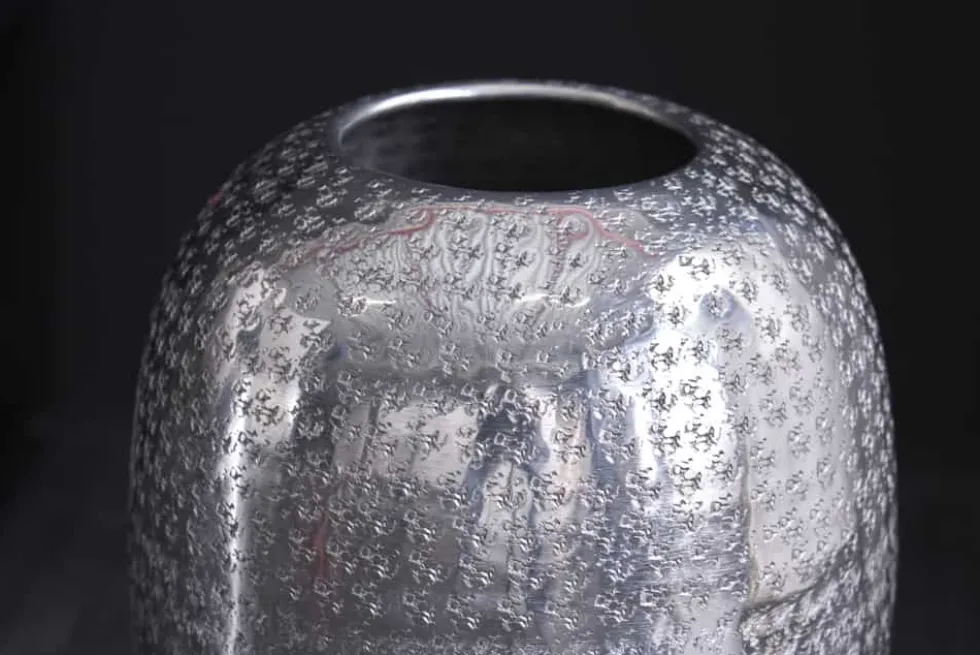 Elegante Vase ORIENTAL 50cm silber im Wild Hammerschlag Design