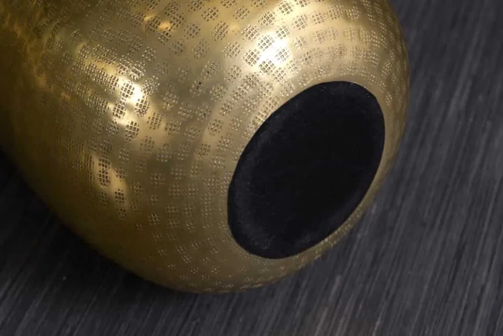 Elegante Vase ORIENT 50cm gold im Grid Hammerschlag Design