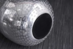 Elegante Vase ORIENT 50cm silber im Grid Hammerschlag Design