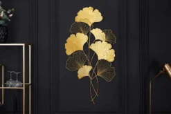 Elegante Wanddeko GINKGO 110cm gold in filigraner Blattform