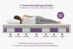 Ergonomische Boxspringmatratze CLOUD FLEX 180x200cm Tonnentaschenfederkern 7-Zonen