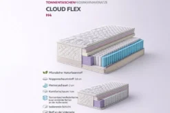 Ergonomische Matratze mit Topper CLOUD FLEX 160x200cm Tonnentaschenfederkern 7-Zonen