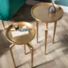 2er Set Beistelltische ABSTRACT 60cm gold Metall rund Shabby Chic Design