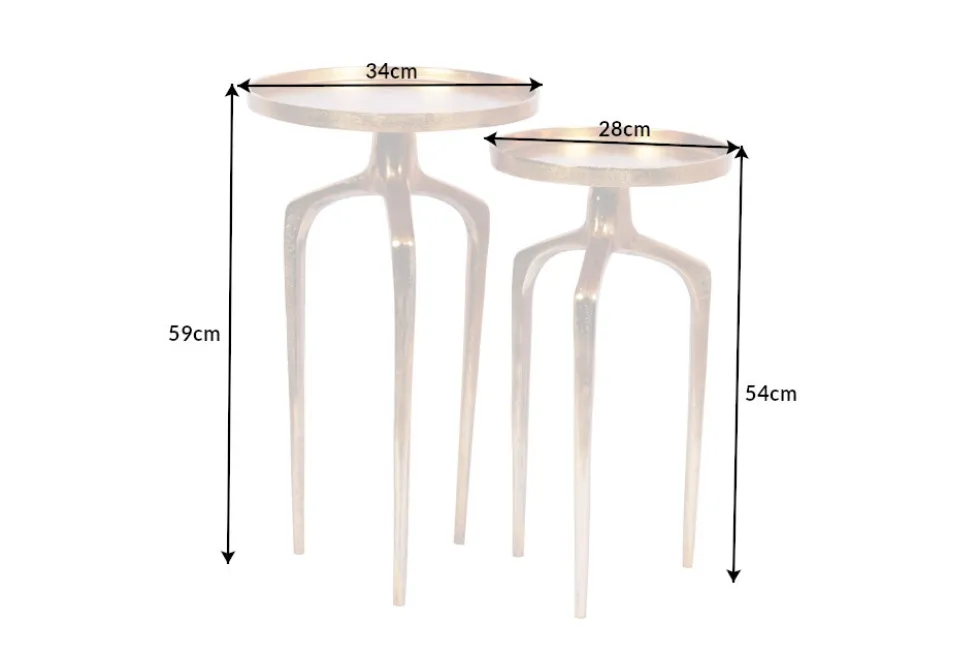 2er Set Beistelltische ABSTRACT 60cm gold Metall rund Shabby Chic Design