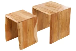 2er Set Beistelltische MAMMUT 55cm braun massives Akazienholz