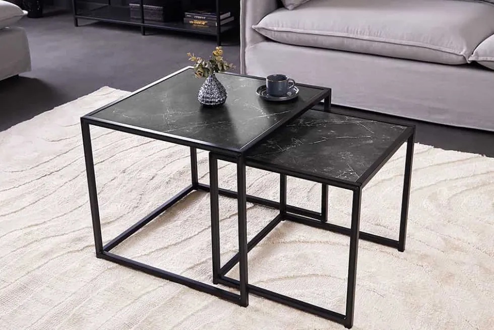 2er Set Beistelltische SLIM LINE 50cm graphit Metall Couchtische