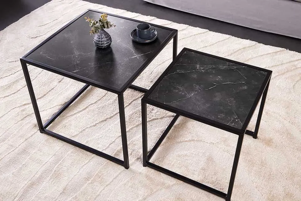 2er Set Beistelltische SLIM LINE 50cm graphit Metall Couchtische