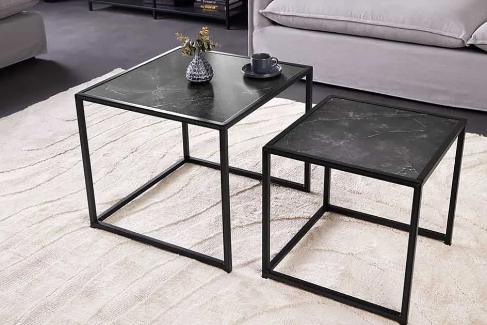 2er Set Beistelltische SLIM LINE 50cm graphit Metall Couchtische