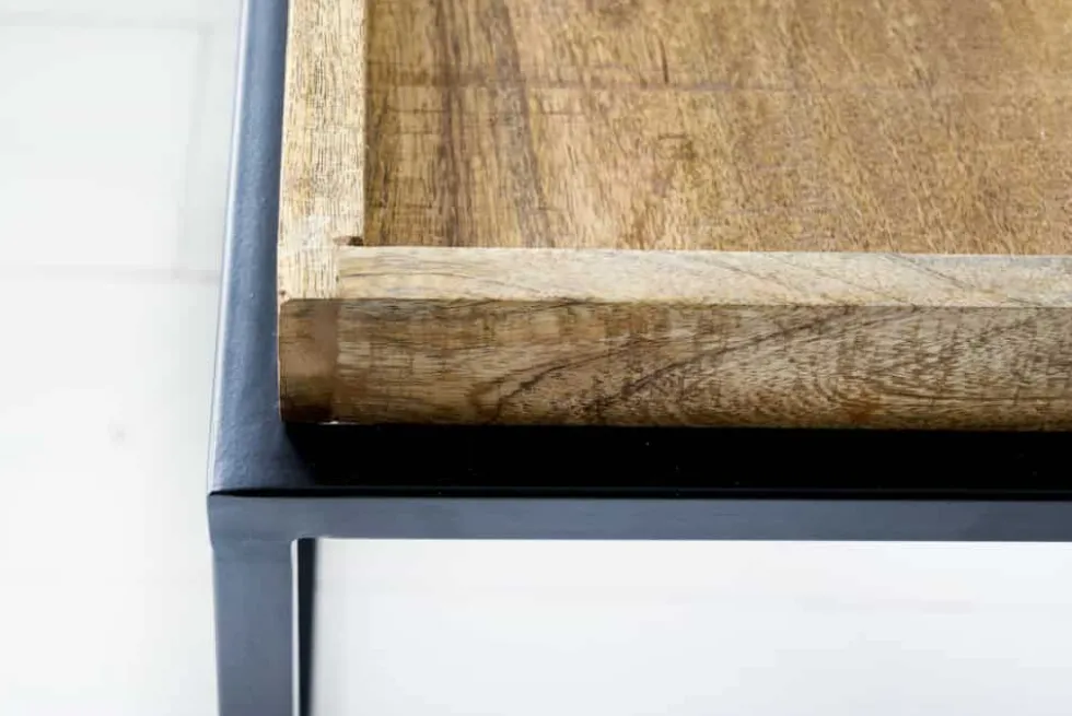 2er Set Beistelltisch SERVITEUR 50cm natur Mangoholz schwarzes Metallgestell Couchtische massiv
