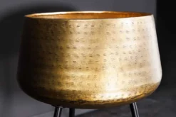 2er Set Blumentopf FLOWERS 65cm messing gold schwarz Hammerschlag-Design