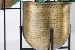 2er Set Blumentopf UNIT 70/50cm gold schwarz Metall Hammerschlag Design