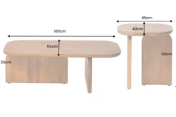 2er Set Couchtische GATSBY 100cm braun Akazienholz organische Form Beistelltisch