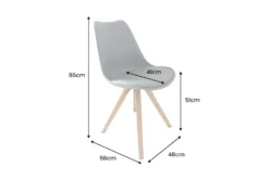 2er Set Design Stuhl SCANDINAVIA MEISTERSTÜCK grau Kunstleder natur Metall Eichen-Optik